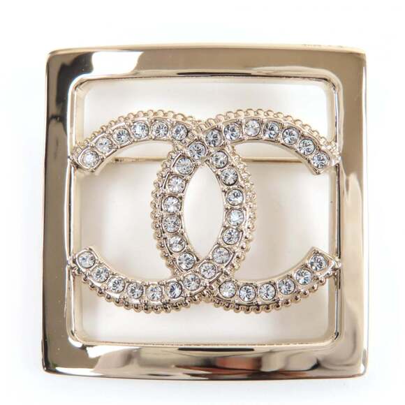 CHANEL Gold Logo Brooch